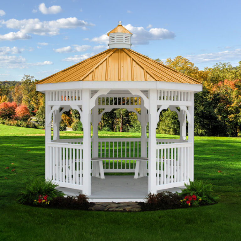 Vinyl Kauffman Gazebo in white with copper roof