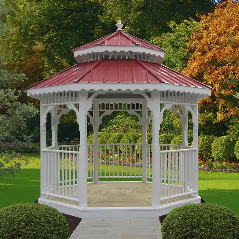 Wood gazebo in white paint