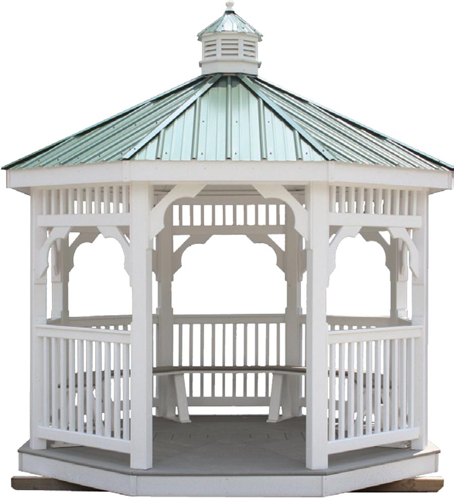 Vinyl Deluxe Gazebo with Green Roof